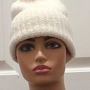 Madewell Fuzzy Mohair Wool Beanie NWT Cream Wide Cuff